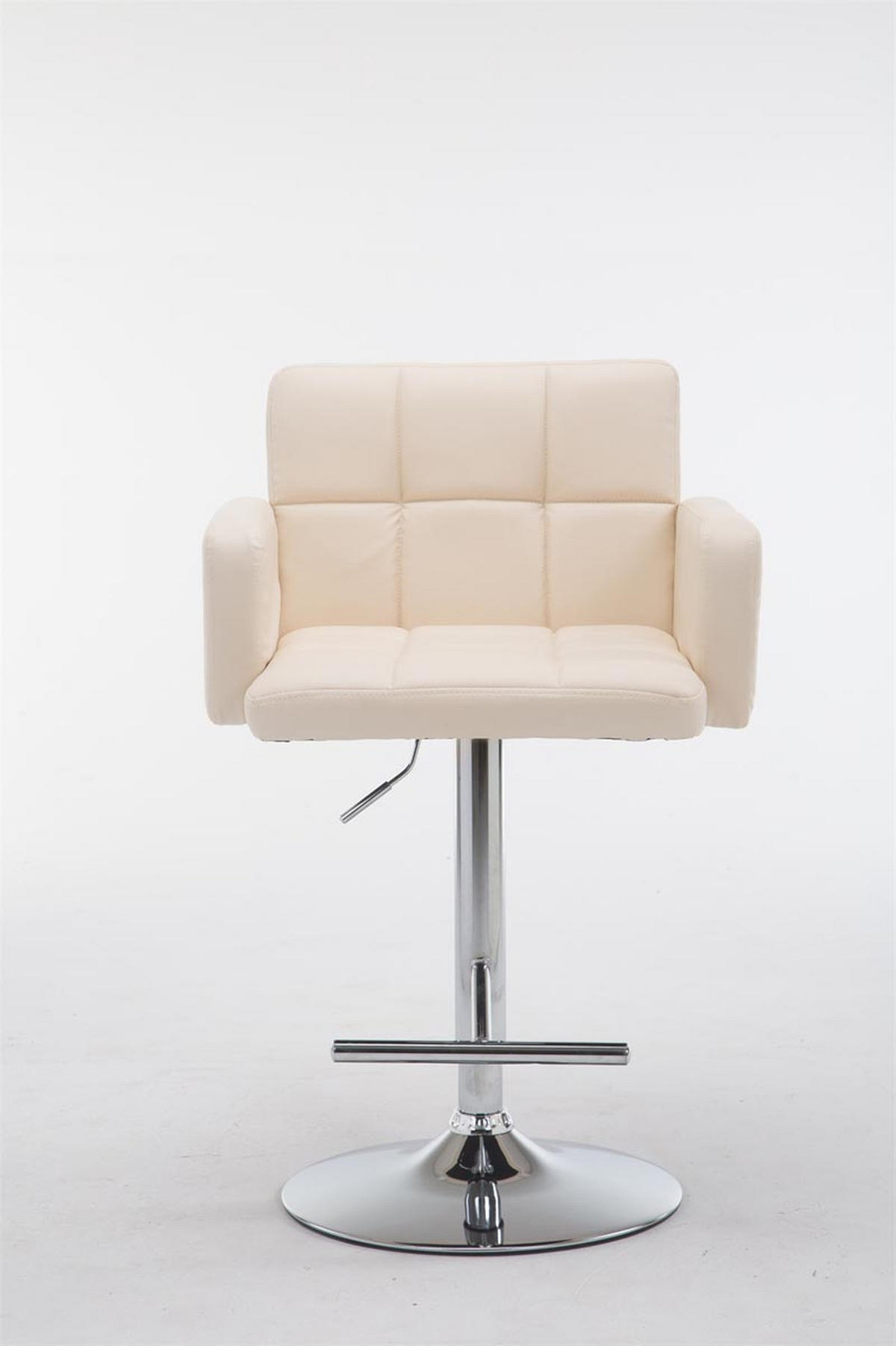 BARHOCKER Lausanne, Gestell Metall in Chromoptik, Kunstleder Creme - Chromfarben/Creme, Kunststoff/Textil (60/100/56cm) - TPFLiving