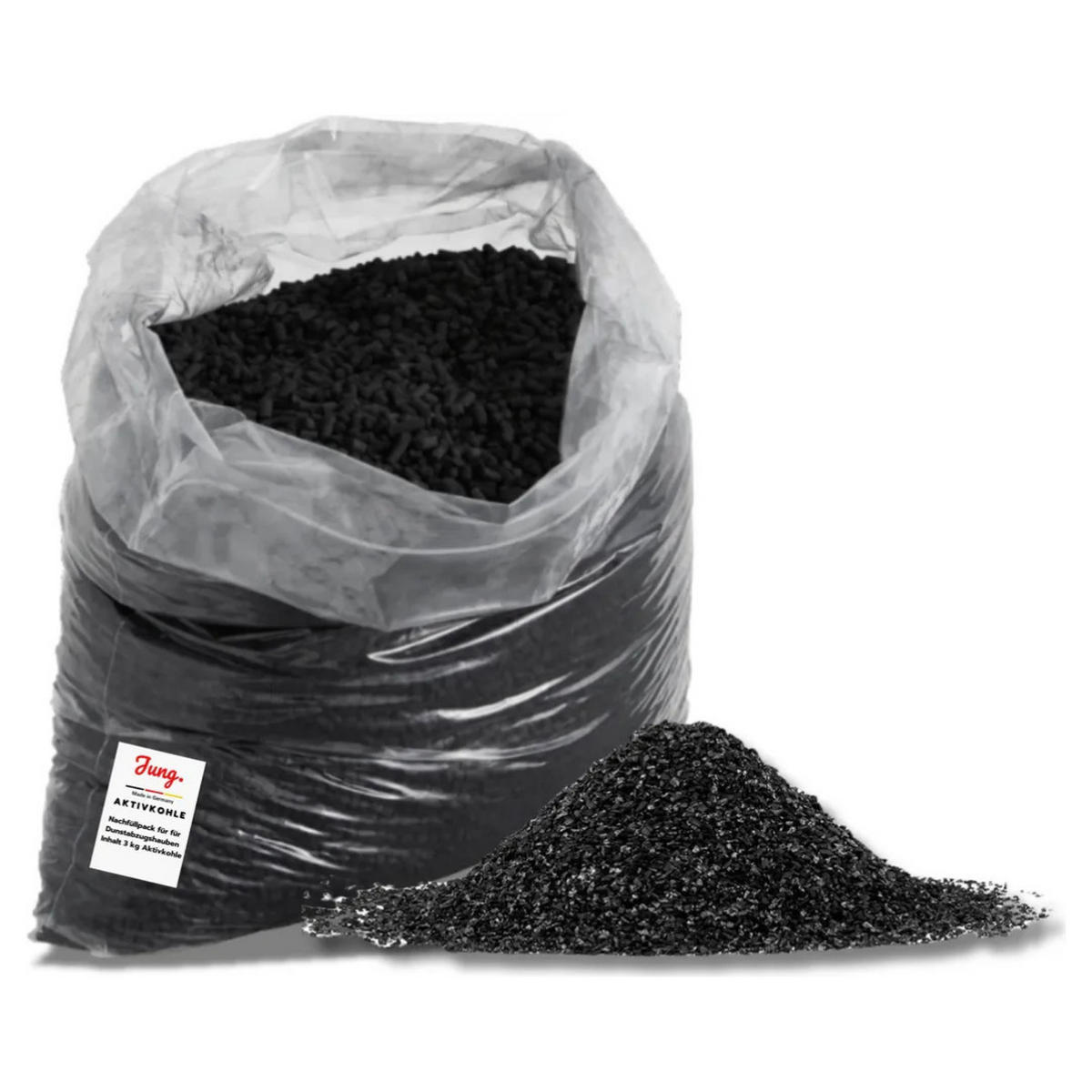 AKTIVKOHLE Nachfüllpack 2 x 2,5 kg für Dunstabzugshauben universell kompatibel - Schwarz, Naturmaterialien (25/12/30cm) - JUNG