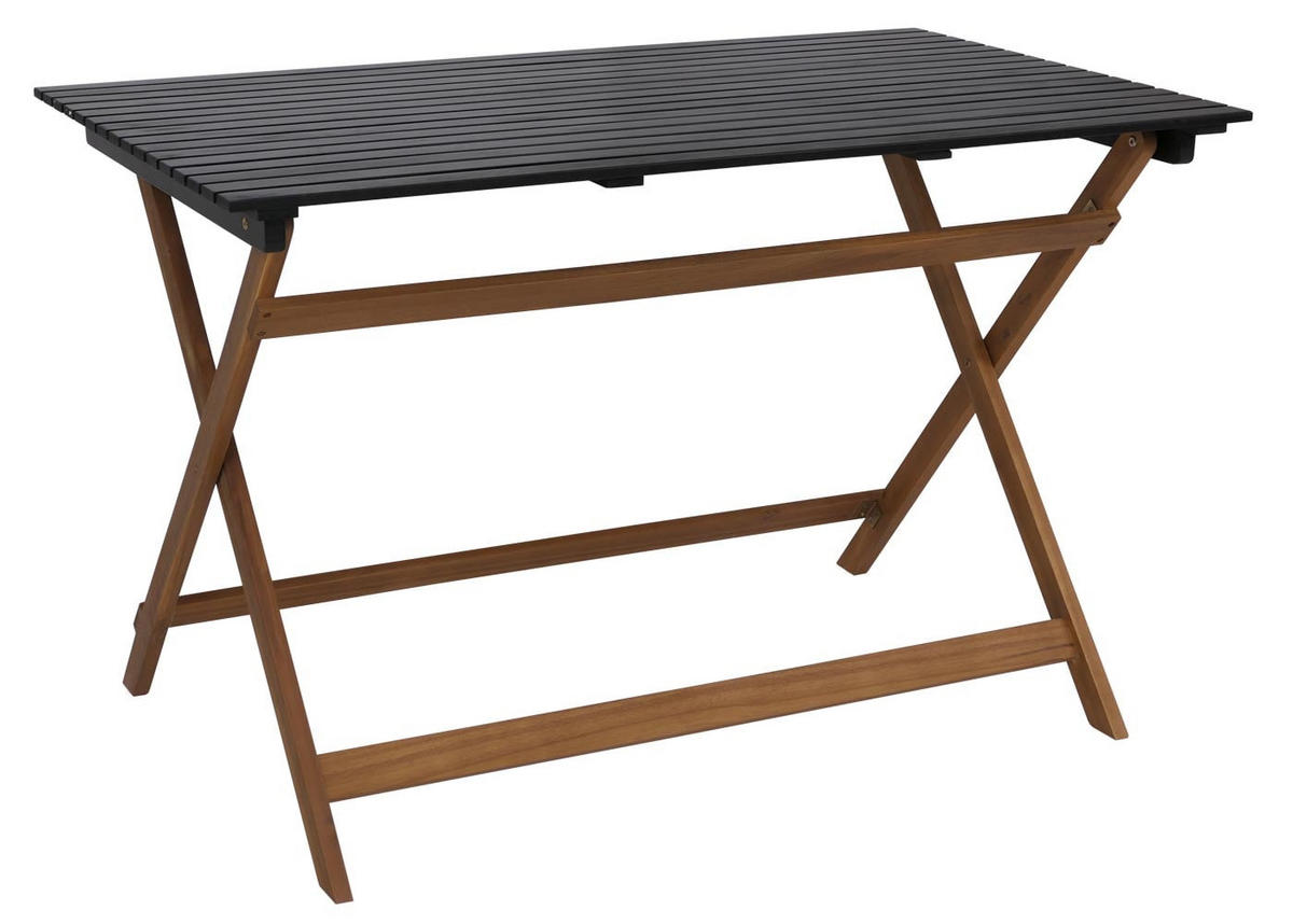 GARTENMÖBEL-SET 4x Stuhl Natur-Schwarz - Schwarz, Holz - PROREGAL