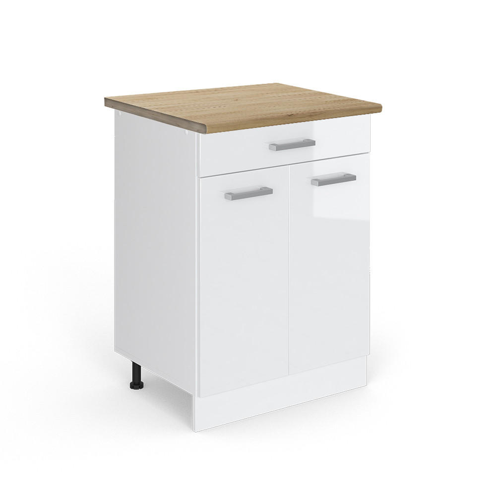 KÖKSUNDERSKÅP R-Line Vit högblank 60 cm med låda, AP ek Vit högglans, Vit 81.6/60/60 cm