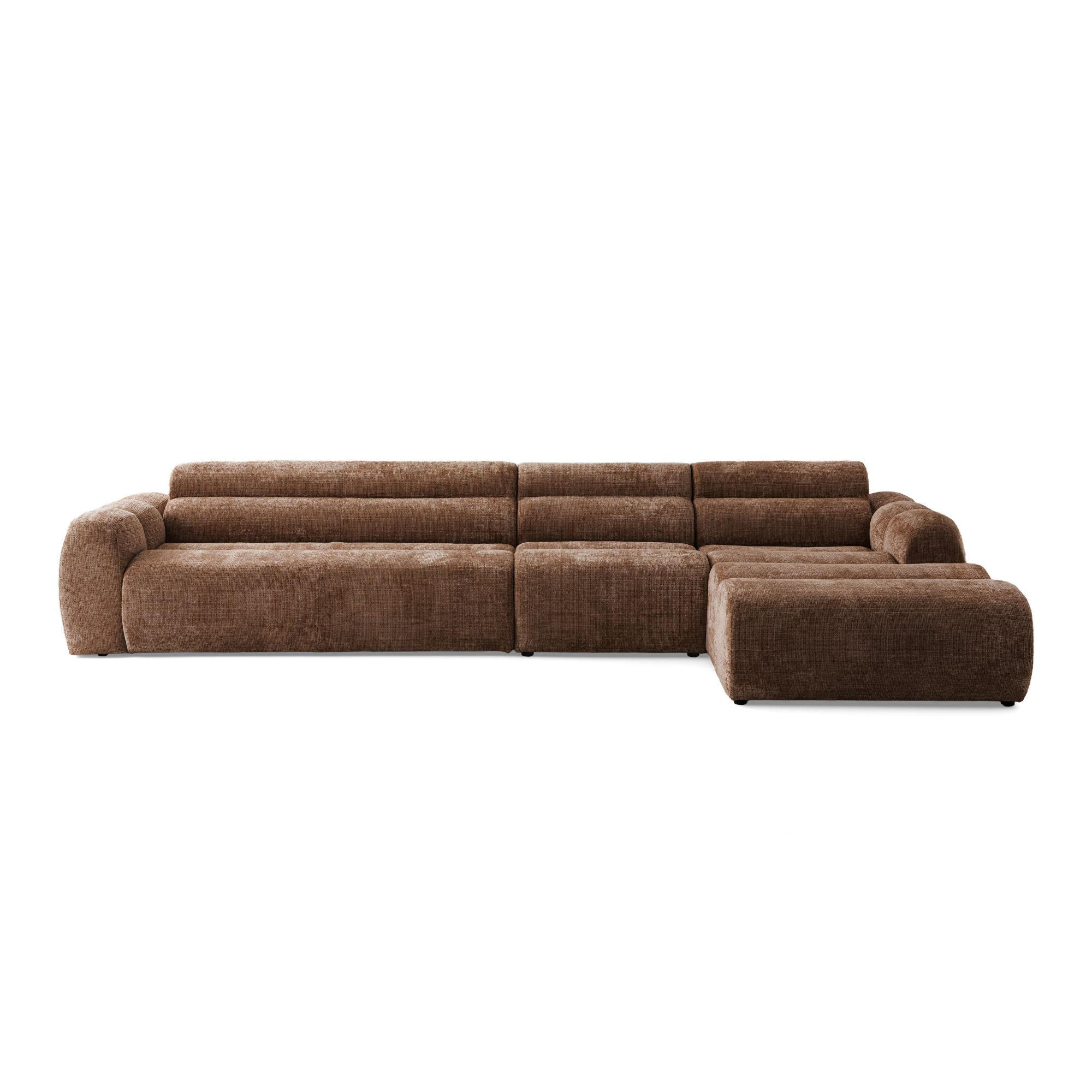 5-SITZER modulares Ecksofa VEER SET 2 Rechts, 175x379 cm, Chenille Webstoff Orange - Schwarz/Orange, Holz/Kunststoff (175/379cm) - Muffo