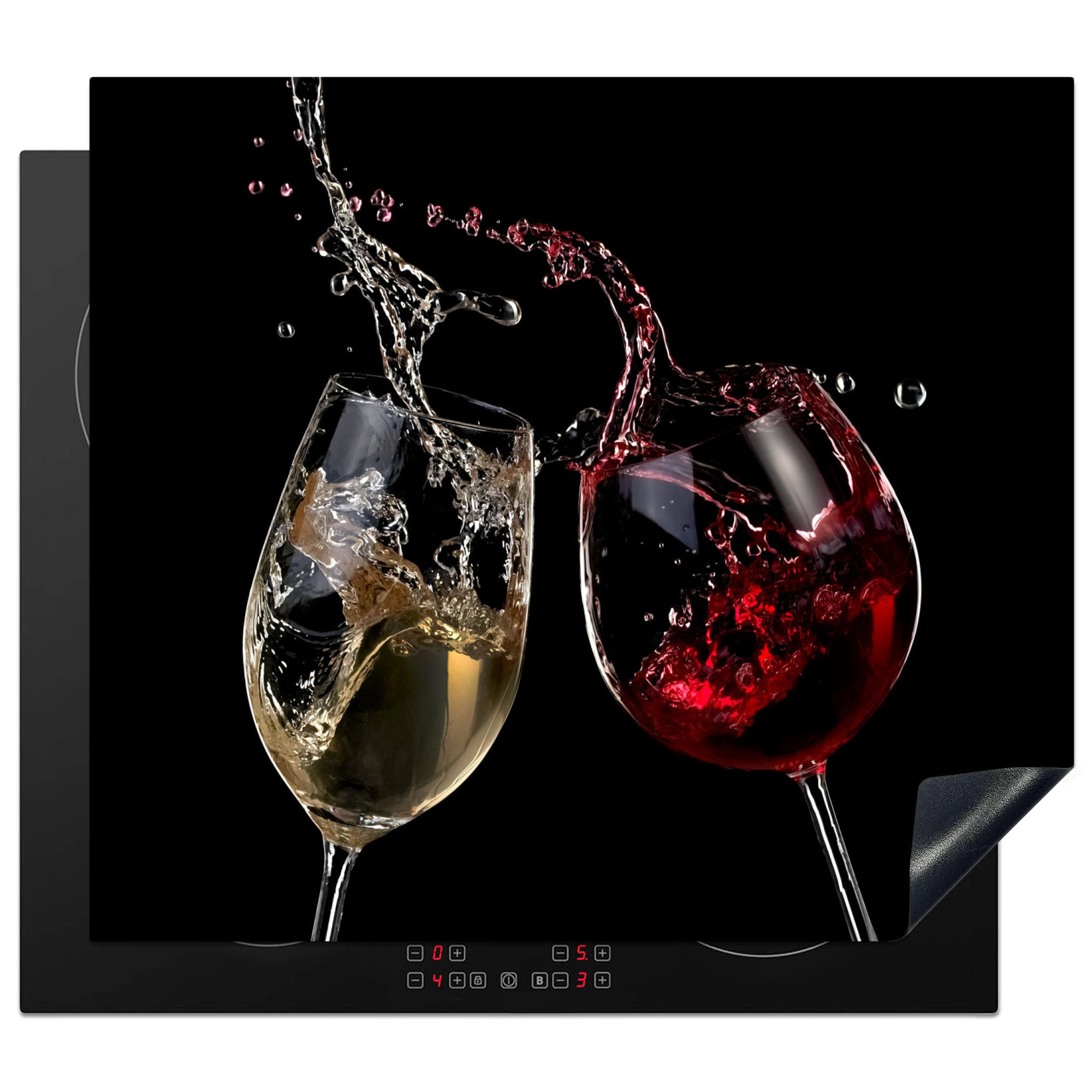 HERDABDECKPLATTE Rotwein - Weißwein - Glas - Schwarz 59x51 cm - Weinrot, Kunststoff (59/0.2/51cm) - MuchoWow