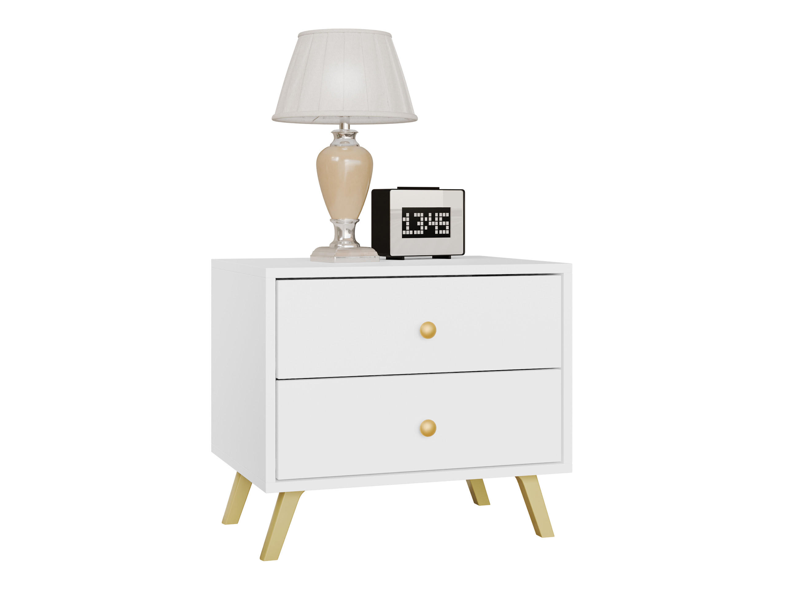 NACHTTISCH Siena - Goldfarben/Weiß, Holzwerkstoff/Metall (54/48/41cm) - MIRJAN24