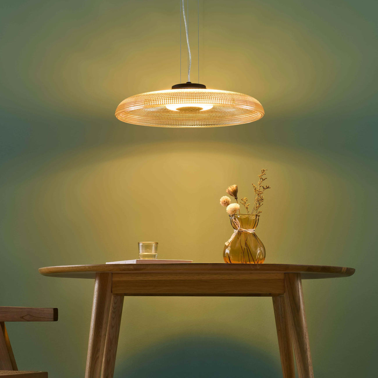 HÄNGELEUCHTE Ossara, Schwarz und Bernstein, 10cm - Bernsteinfarben, Glas (10/40/10cm) - KOSILUM