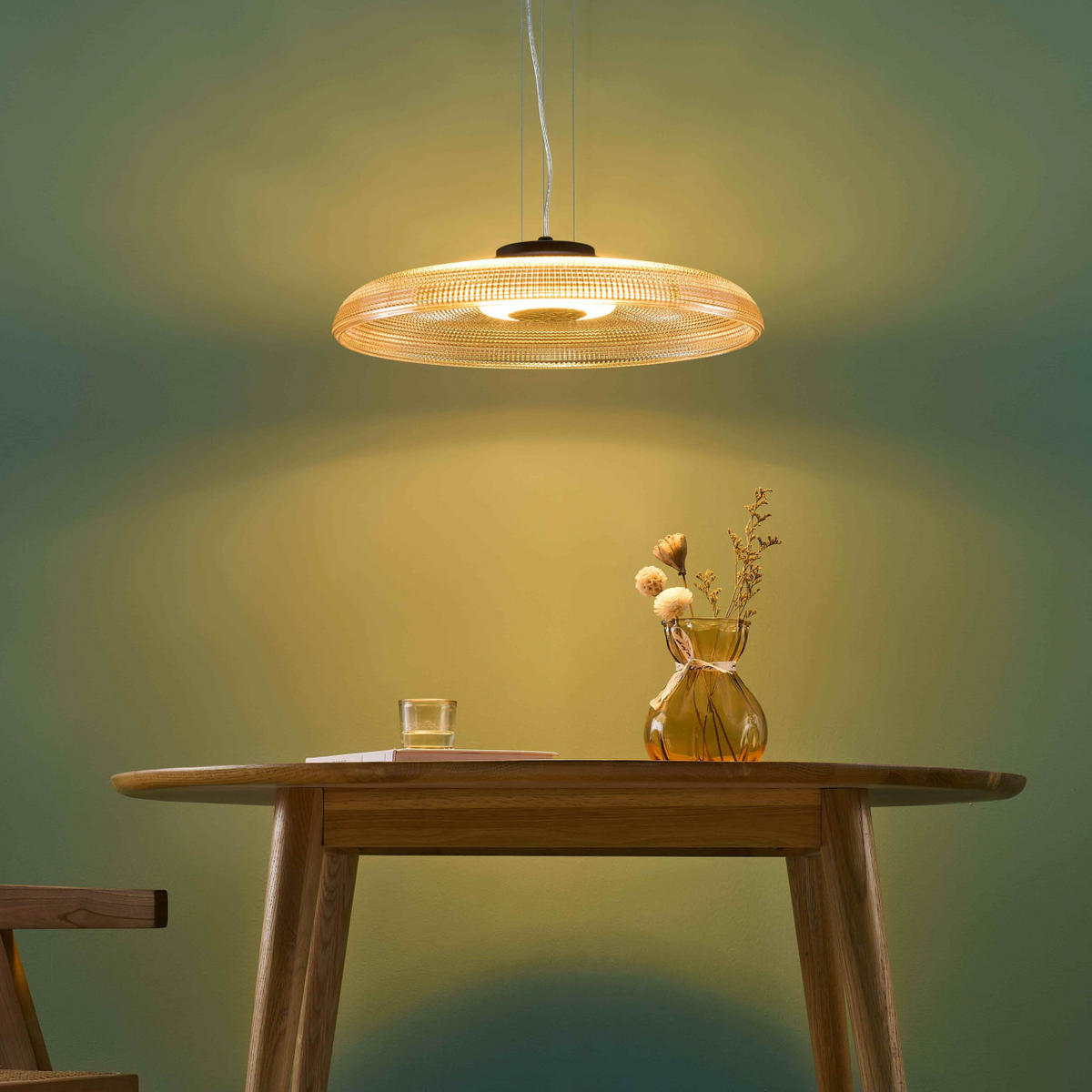 HÄNGELEUCHTE Ossara, Schwarz und Bernstein, 10cm - Bernsteinfarben, Glas (10/40/10cm) - KOSILUM