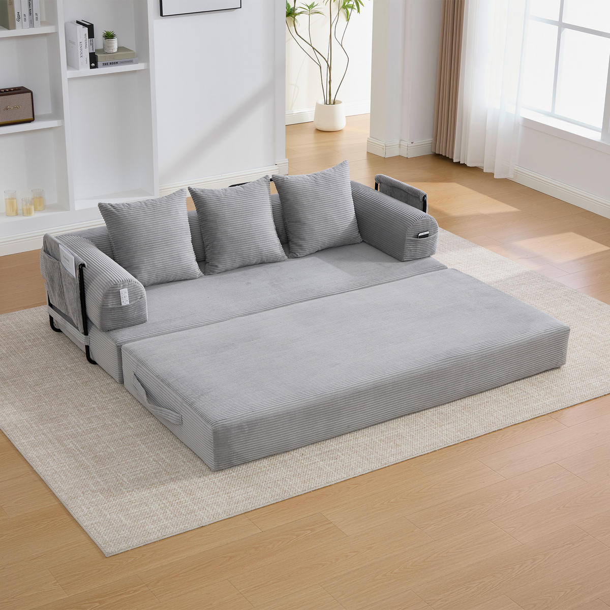 SOFA 3-Sitzer 200/94/67 cm Hellgrau - Hellgrau, Textil (94/67/200cm)
