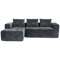 ECKSOFA chenille L-form mit getränkehaltern & 3 kissen - Grau, Textil (258/163cm) - Urban Meuble