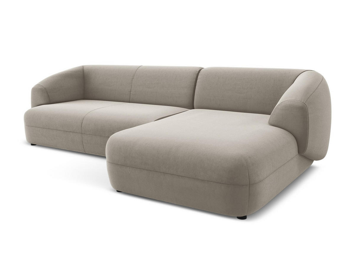 ECKSOFA Rechts Samt Stoff Grau - Taupe/Schwarz, Kunststoff/Textil (280/156cm) - Makamii