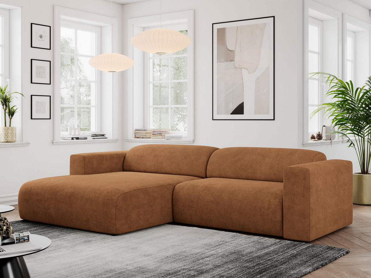 ECKSOFA PASADENA Orange Struktur - Links Seite - Schwarz/Orange, Kunststoff/Textil (288/180cm) - MKS