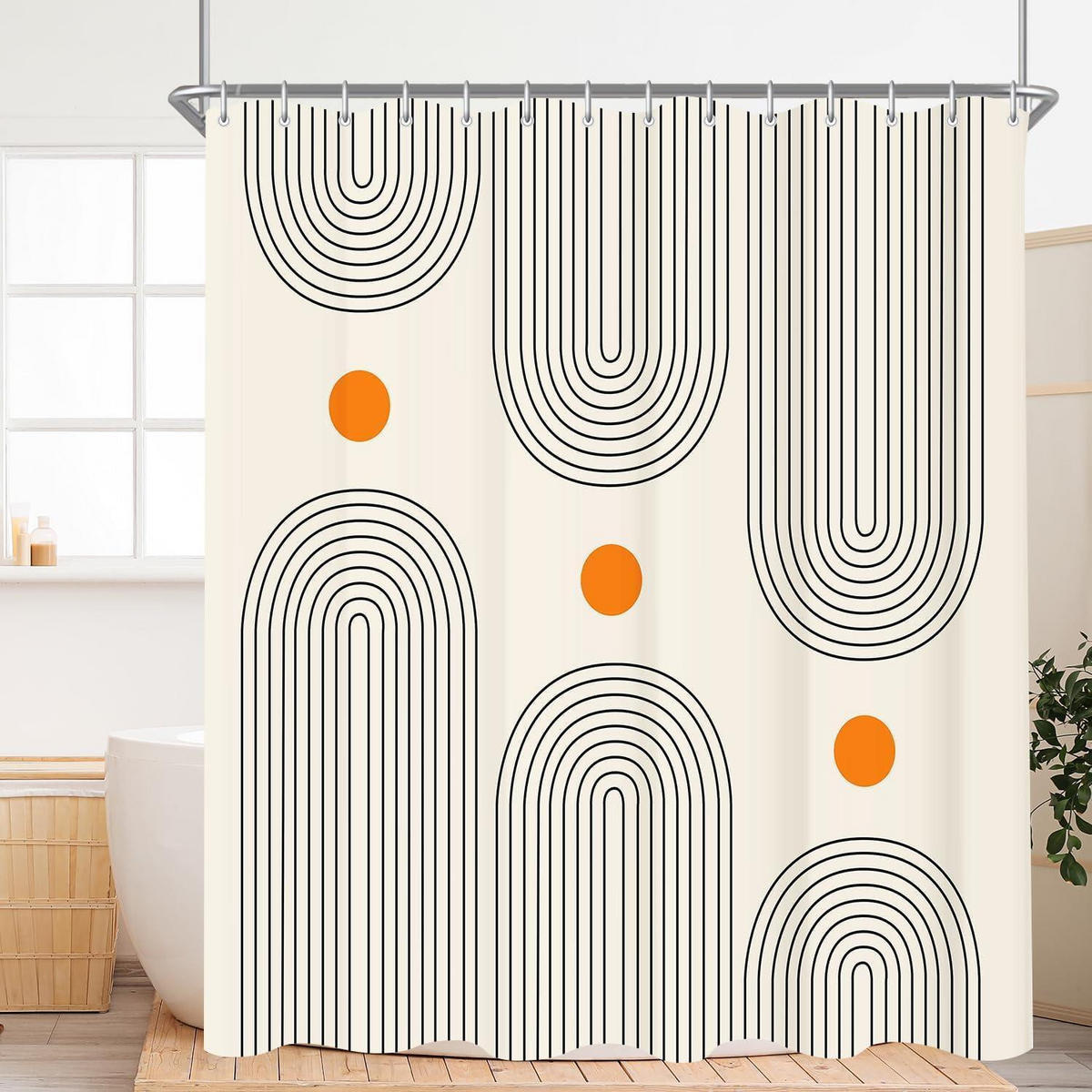 DUSCHVORHANG Geometrische Kurve 100 x 200 cm - Multicolor, Textil (100/200cm)