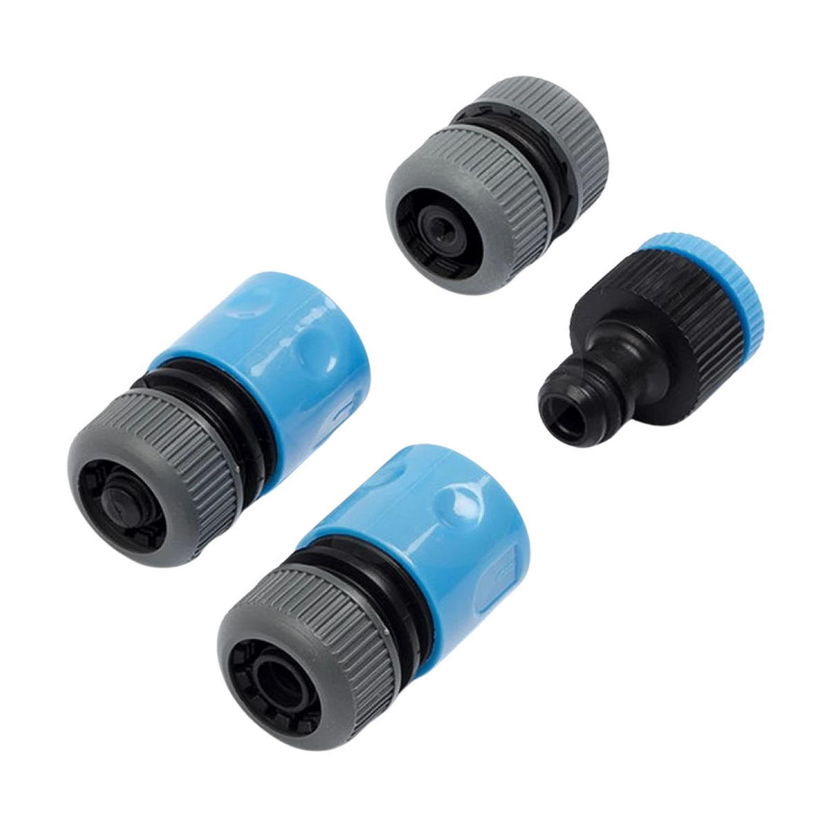 GARTENSCHLAUCH-ADAPTER 4er-Set - Blau, Kunststoff (3.5/21/14cm)
