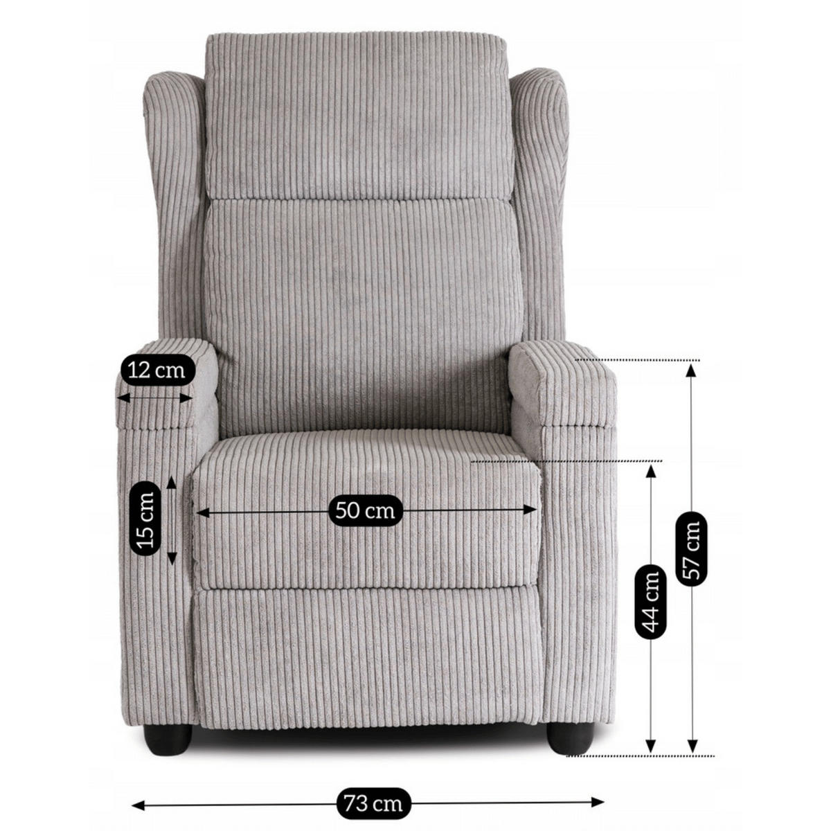 RELAXSESSEL SPENCER fürs Wohnzimmer Schlafen Grau - Grau, Holz/Textil (73/105/85cm) - makarowski meble