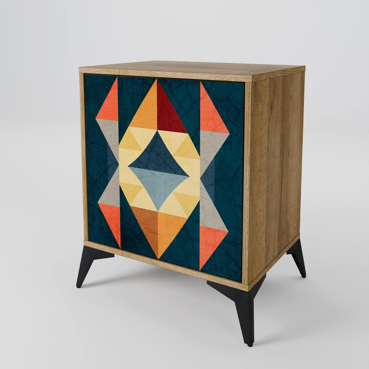 SIDEBOARD CRACKED ILLUSION, Eichefarben, 57,5x42x77,5 cm, Schräge Buchenholzfüße - Eichefarben/Buchefarben, Holzwerkstoff/Buchenholz (57.5/77.5/42cm) - SpaceRebels