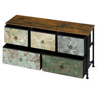 KOMMODE DE-38069 100/30/54 cm mit 5 Stoffschubladen Blumenmotiv - Multicolor, Metall (100/54/30cm) - ComfortXL