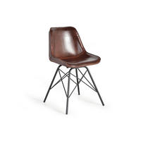 STUHL im Industriestil, gepolstert mit Naturleder - Braun, Fell (45/83/54cm) - Giner y Colomer