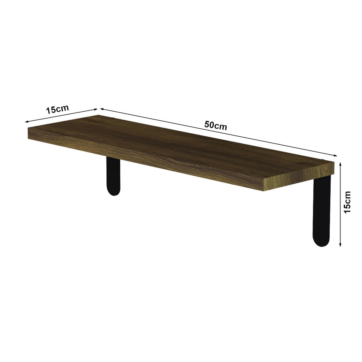 WANDREGAL-SET 5 TLG. Frogn - Schwarz/Braun, Holzwerkstoff (50/15/15cm) - [en.casa]