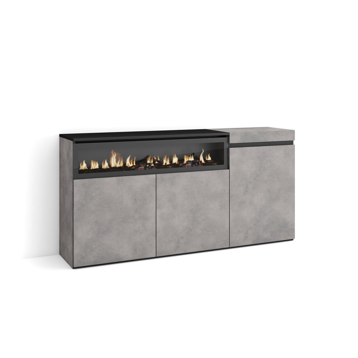 SIDEBOARD Elektrokamin, zementgrau, 150/35/75cm - Grau, Holzwerkstoff (150/75/35cm) - Skraut Home