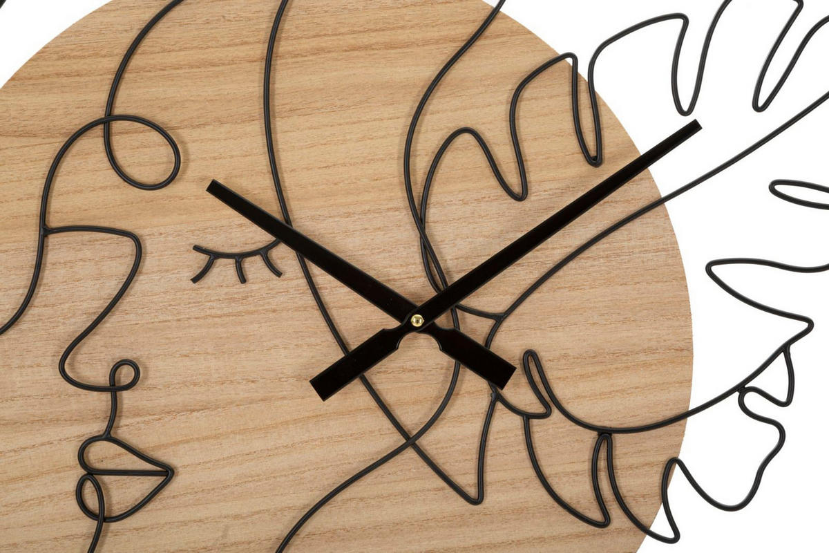 WANDUHR Elegant - B, schwarz und braun, Eisen und MDF, 60 x 2 x 60 cm - Schwarz/Braun, Holzwerkstoff/Metall (60/60/2cm) - Mauro Ferretti