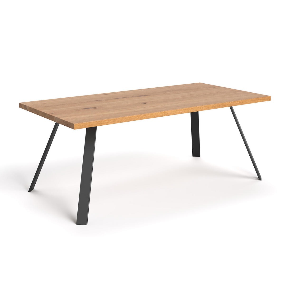 ESSTISCH Lige aus massivem Eichenholz 160x100 cm - Eichefarben/Schwarz, Holz/Metall (160/100/75cm) - Danzz