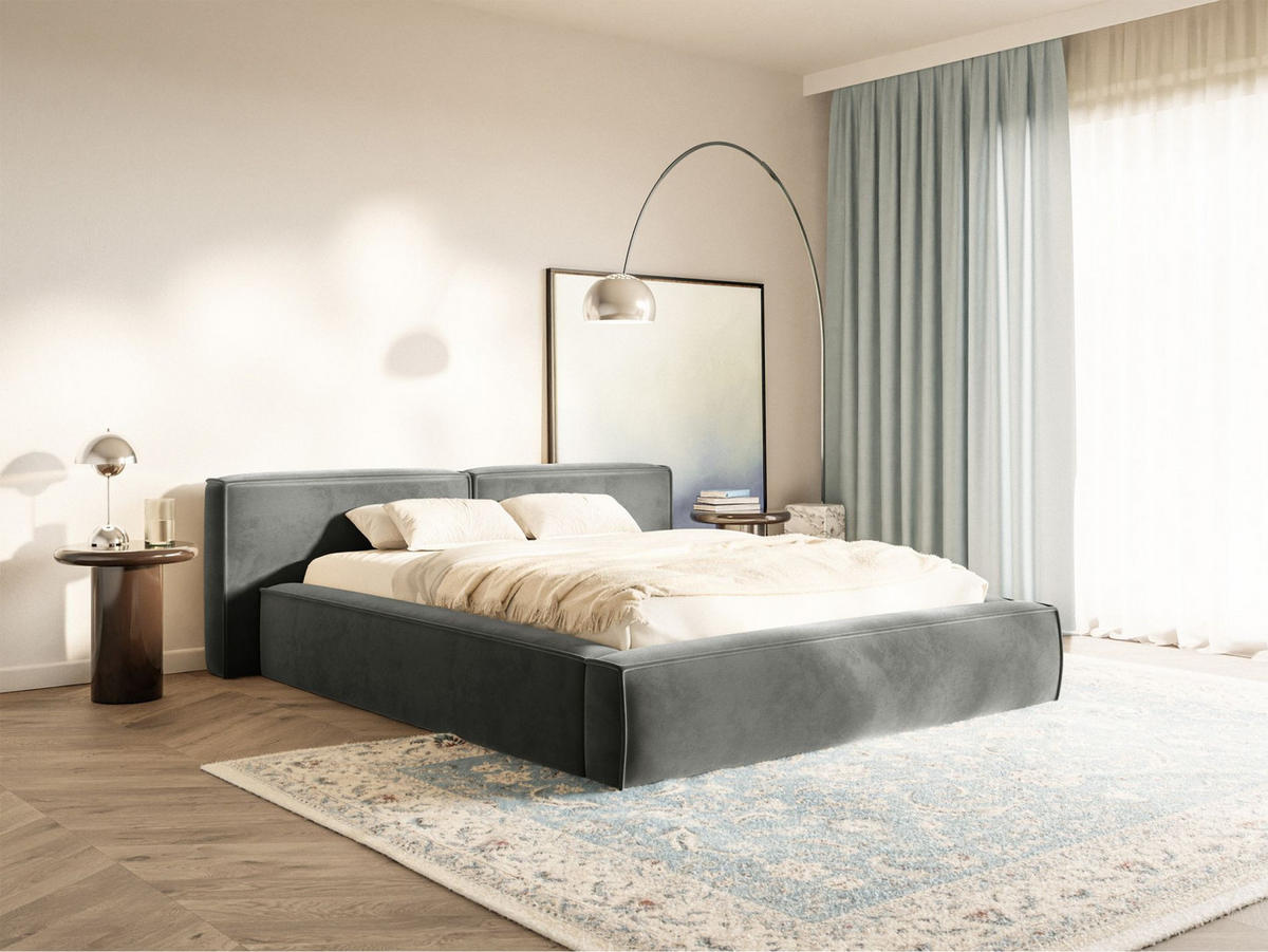 POLSTERBETT Tilves Low Grau 140x200 cm - Schwarz/Grau, Kunststoff/Textil (140/200cm) - Selsey