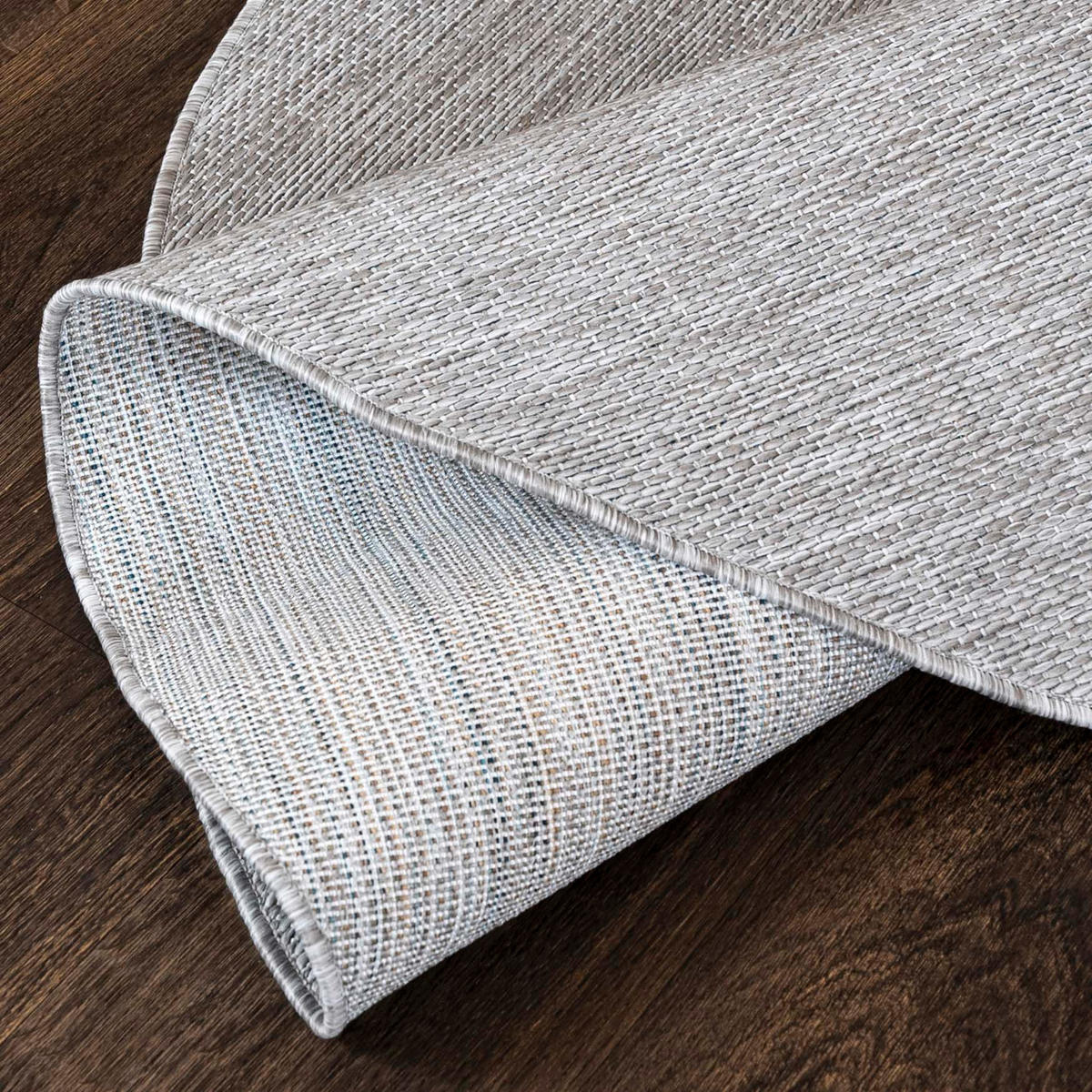 TEPPICH Grau In-Outdoor Einfarbig - Rund, Kurzflor, Modern, Minimalistisch - 240 x 240 cm - Dunkelgrau/Hellgrau, Textil (240/240cm) - Mazovia