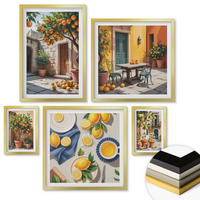 WANDBILDER 5er Set - 50x50 cm & 20x30 cm & 40x60 cm Goldrahmen - Zitrusgarten in der Sonne - Goldfarben, Kunststoff (40/60cm) - ArtPrintCave