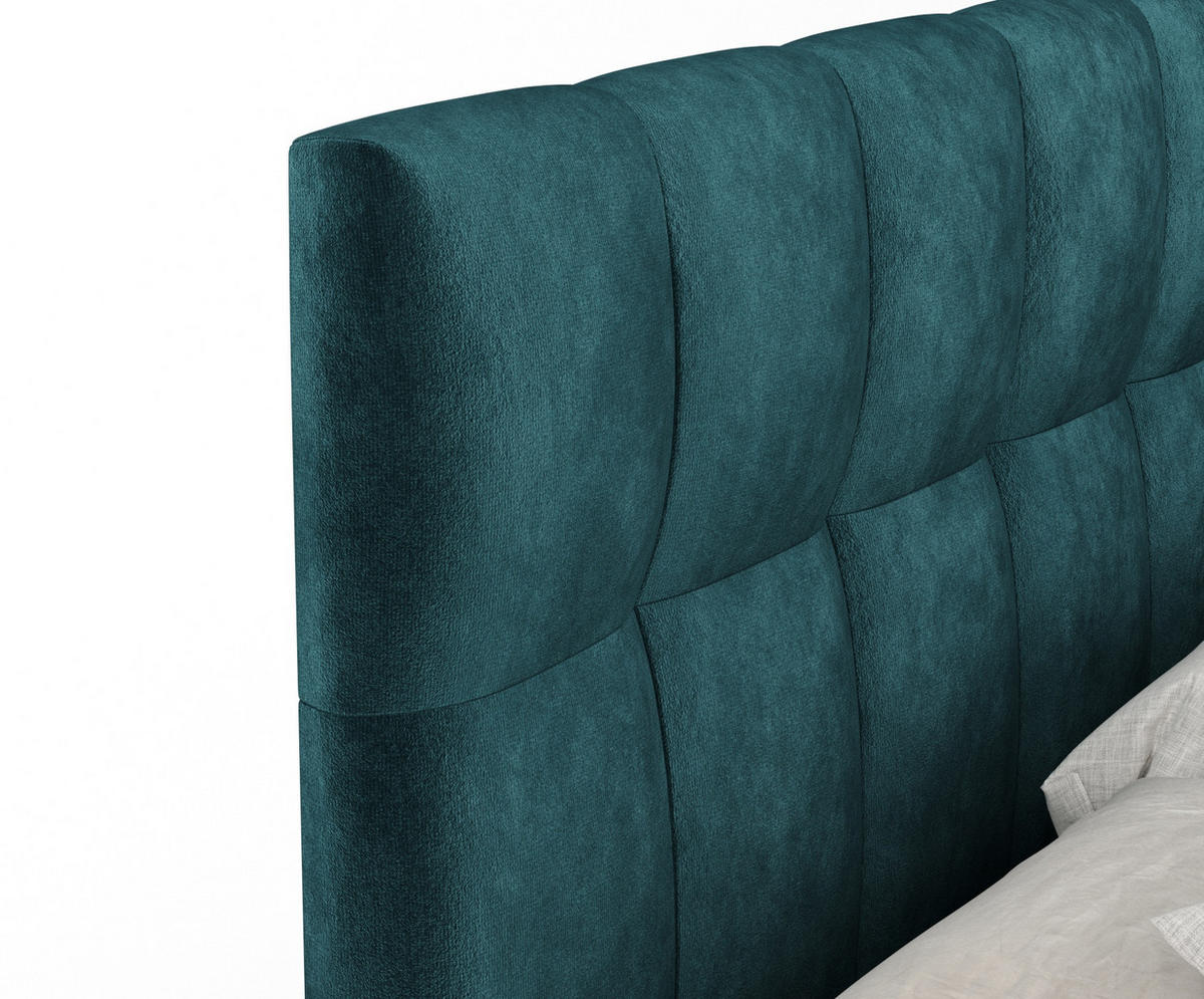 BOXSPRINGBETT Elisio Türkisfarben 200/200 cm mit Latex-Topper - Türkis/Silberfarben, Holz/Holzwerkstoff (200/200cm) - Maison de Reve