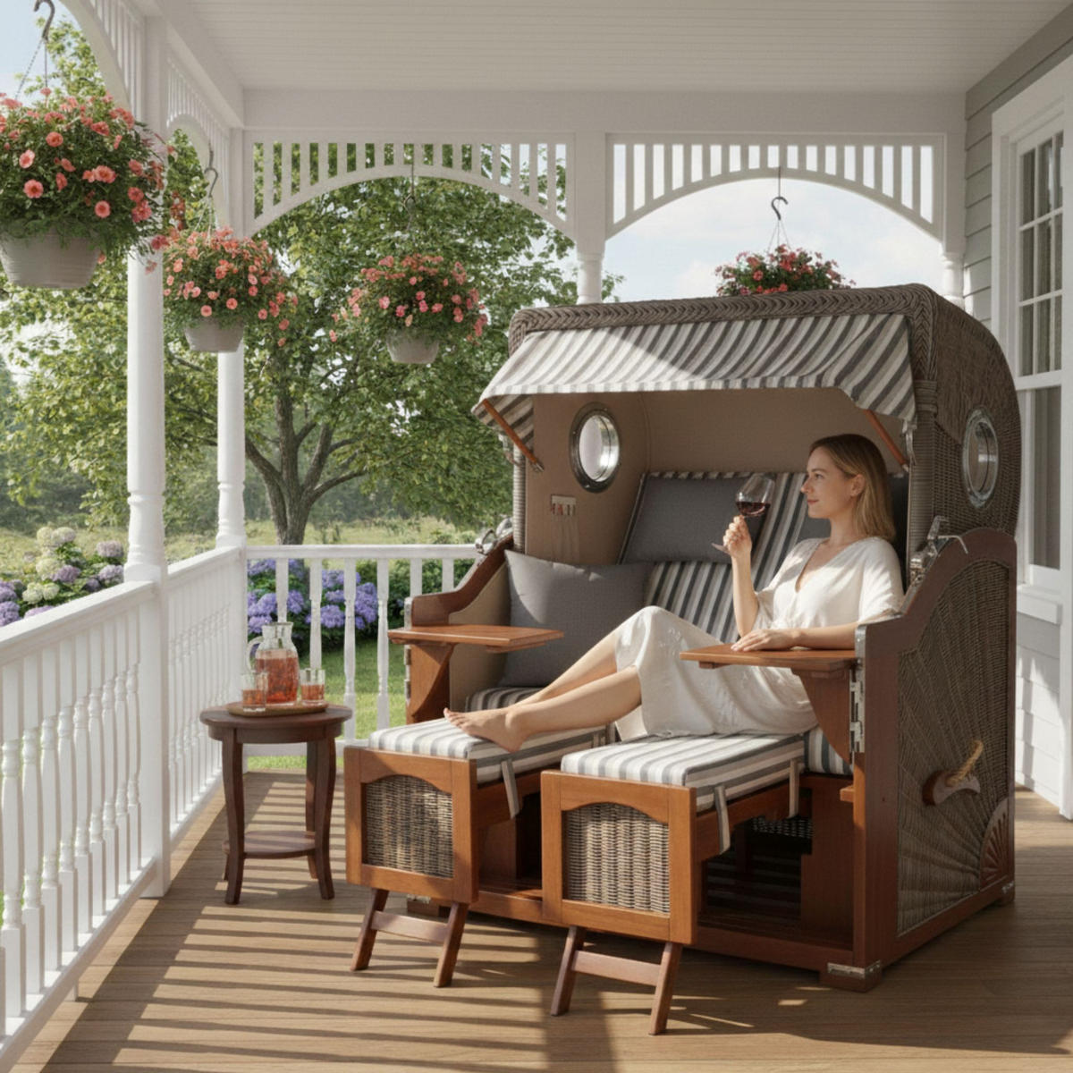 STRANDKORB XXL Düne Grande 2,5 Sitzer - Braun/Grau, Metall (142/170/95cm) - Mr. Deko