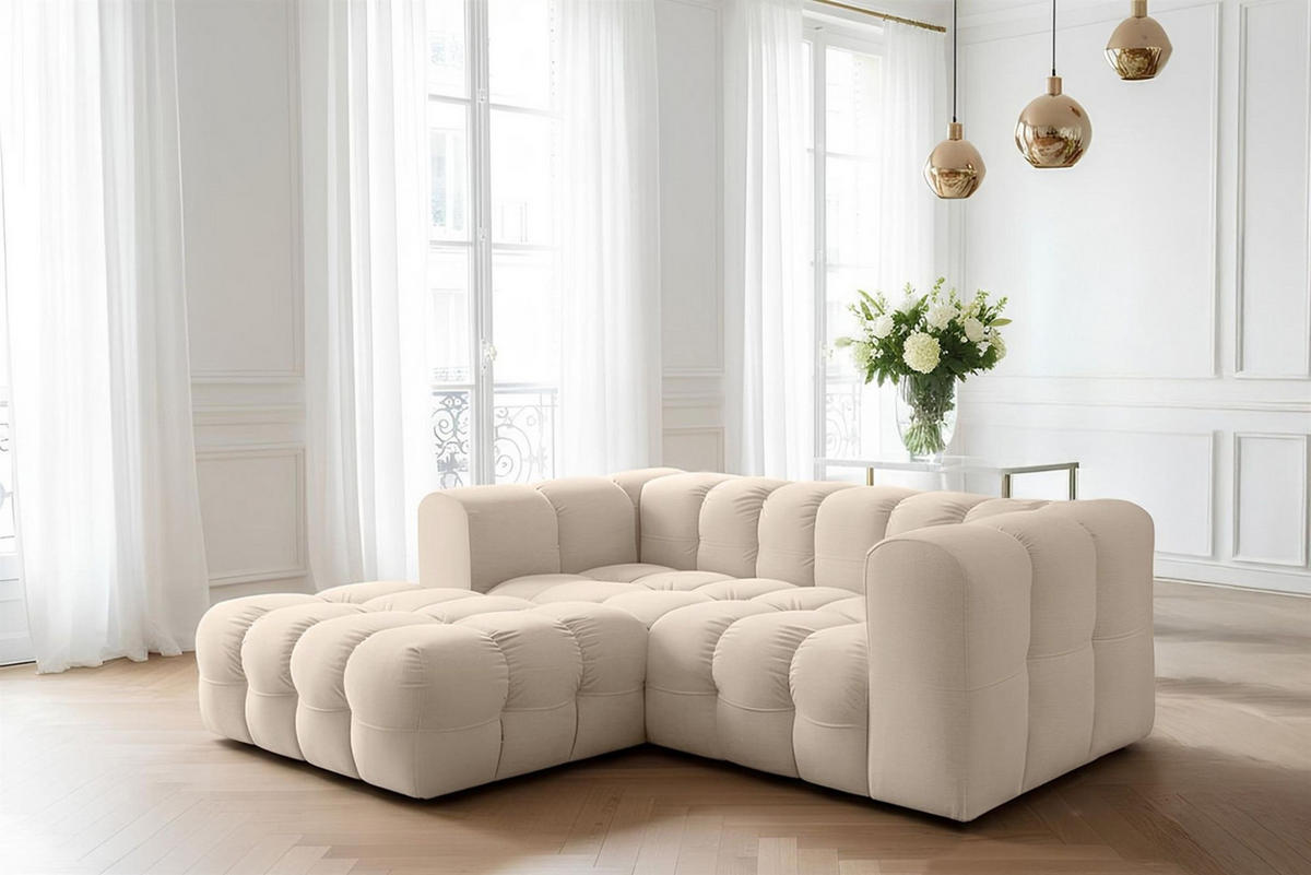 ECKSOFA Solvie Xs In Tiffani - Beige, Holzwerkstoff/Textil (193/290cm) - Fun Möbel