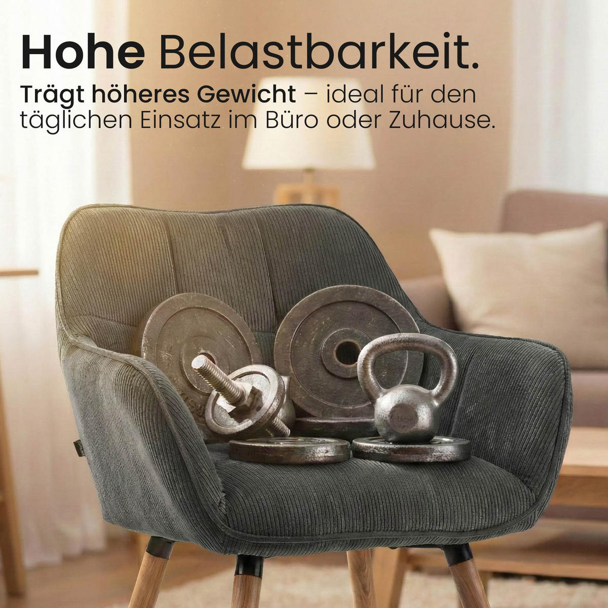 ESSZIMMERSTUHL Cord Dunkelgrau - Eukalyptusholzfarben/Dunkelgrau, Holz/Textil (65/82/64cm) - CLP