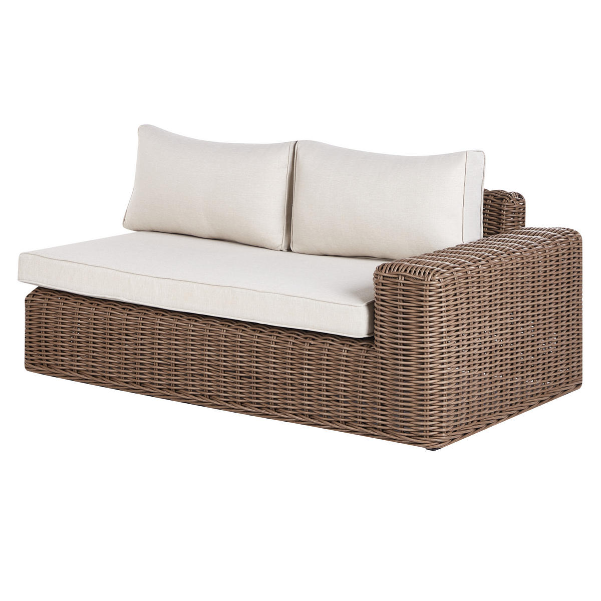 LOUNGE-SET 6-Sitzer PE Rattan Braun Palermo - Braun/Weiß, Kunststoff - Beliani