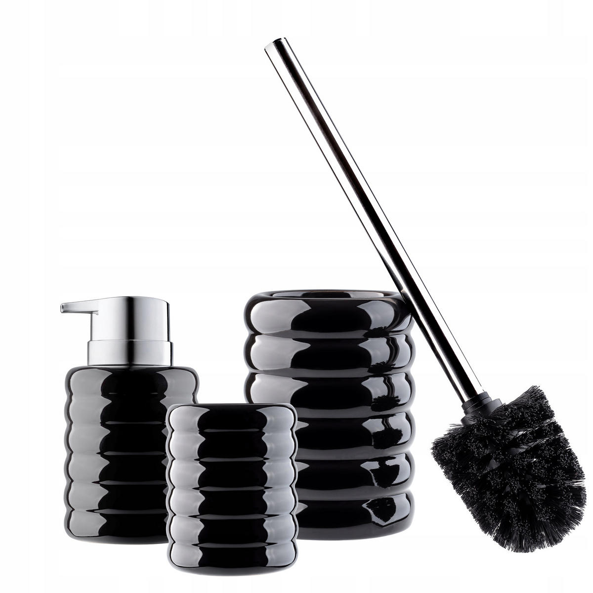 SEIFENSPENDER mit Pumpe 490 ml, schwarz - Schwarz, Keramik (9/15cm) - KADAX
