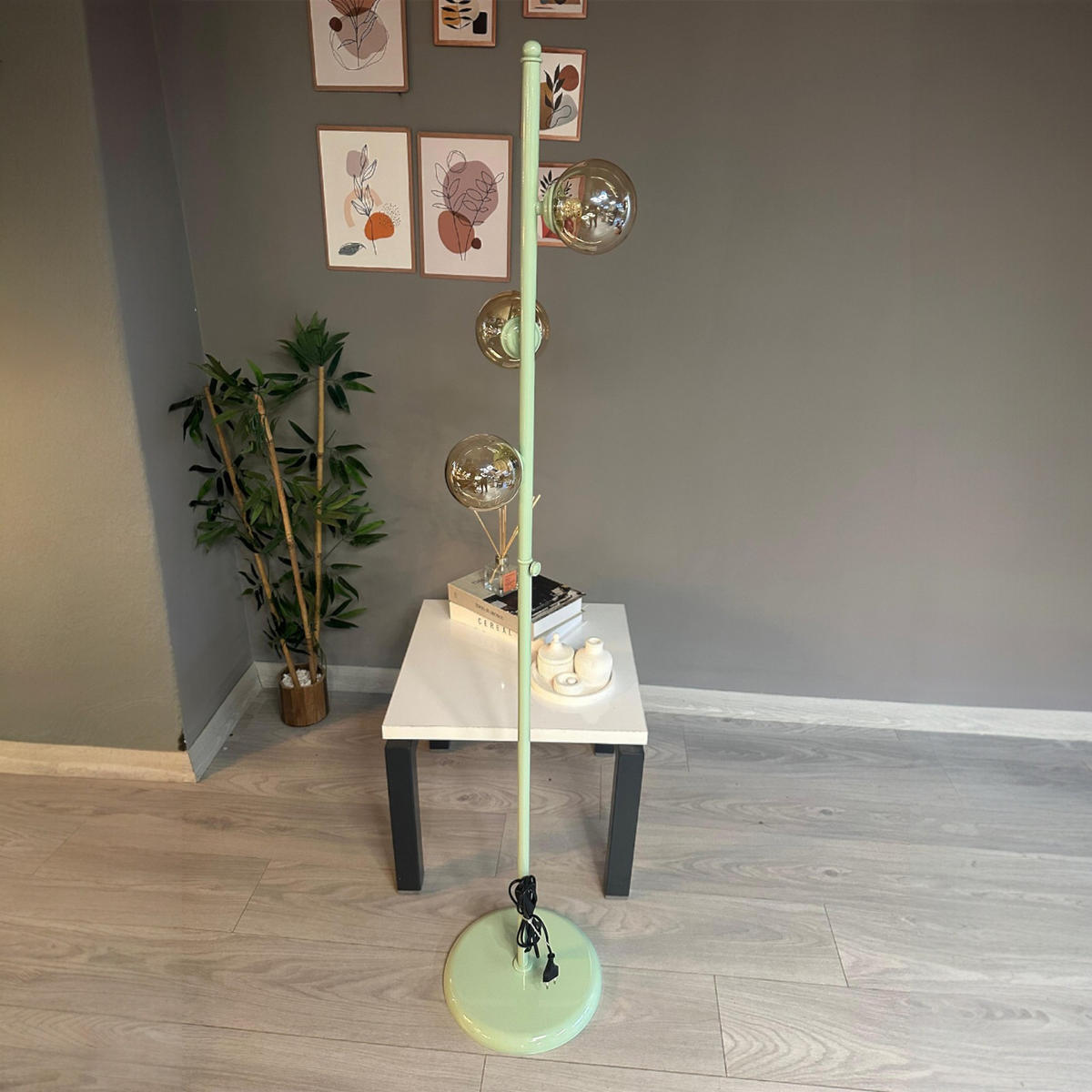 STEHLEUCHTE Klyra 150 Cm - Mintgrün, Metall (30/30/150cm) - Bamyum