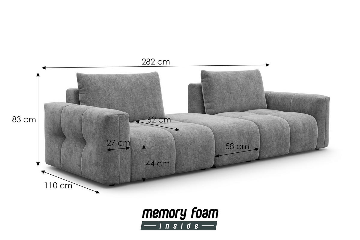 SOFA VERONA 4-Sitzer, Marineblau - Blau/Schwarz, Holz/Textil (282/83/110cm) - Courtois Laville
