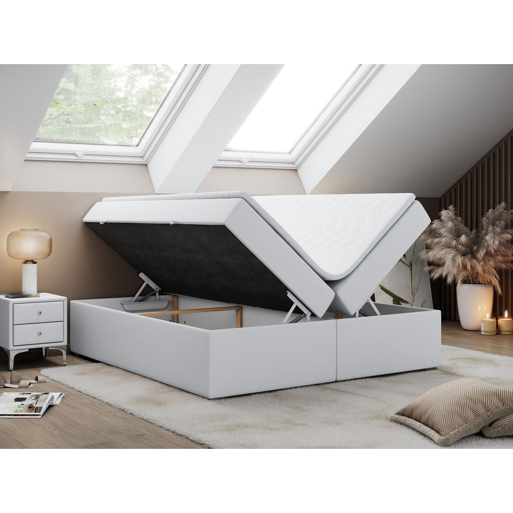 Thumbnail - MKS Boxbett, Weiß, Textil, 2-Sitzer, H3, Rechteckig, 180x200 cm, Schlafzimmer, Betten, Boxspringbetten