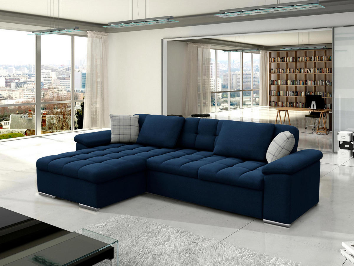 ECKSOFA Diana, Seite: Links - Dunkelblau, Holz/Textil (280/160cm) - MIRJAN24