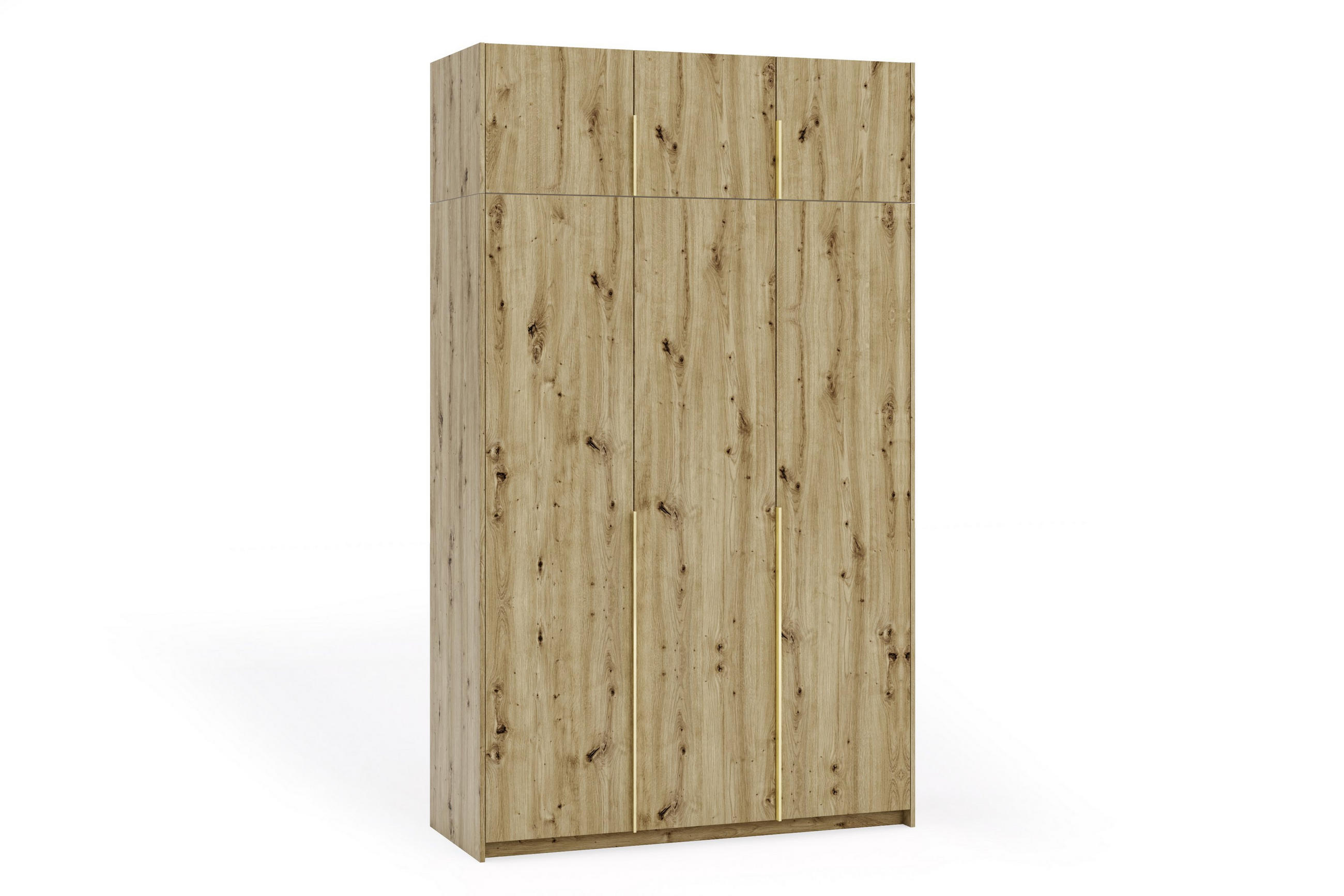 DREHTÜRENSCHRANK AMARA 148/250/58cm 3-türig Eiche Artisan - Goldfarben/Eiche Artisan, Holzwerkstoff (148/250/58cm) - MASSENO