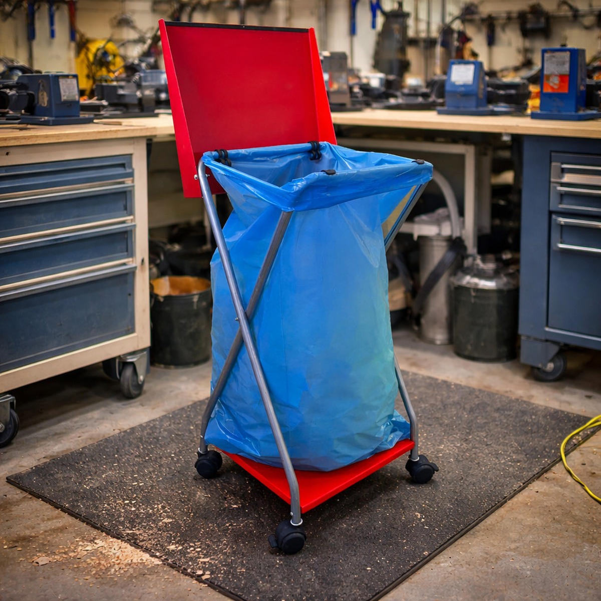 ROLLBARER Müllsackständer mit 4 Rollen 120 Liter - Rot, Metall (38/90/38cm) - QUICK STAR