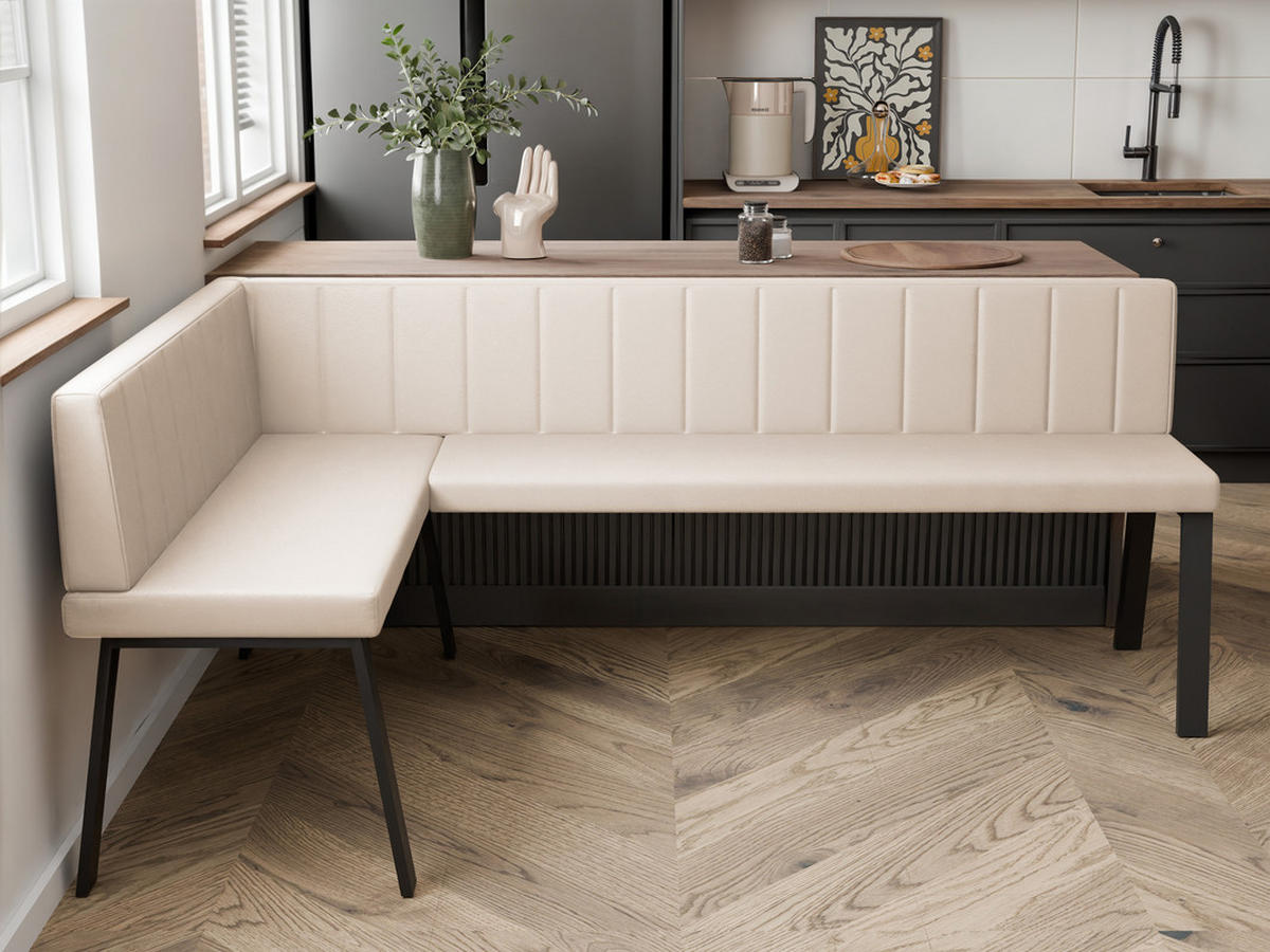 ECKBANK links MONO Y Kunstleder gesteppt, 128/168 cm Beige - Beige, Kunststoff/Textil (128/168cm) - Idohome