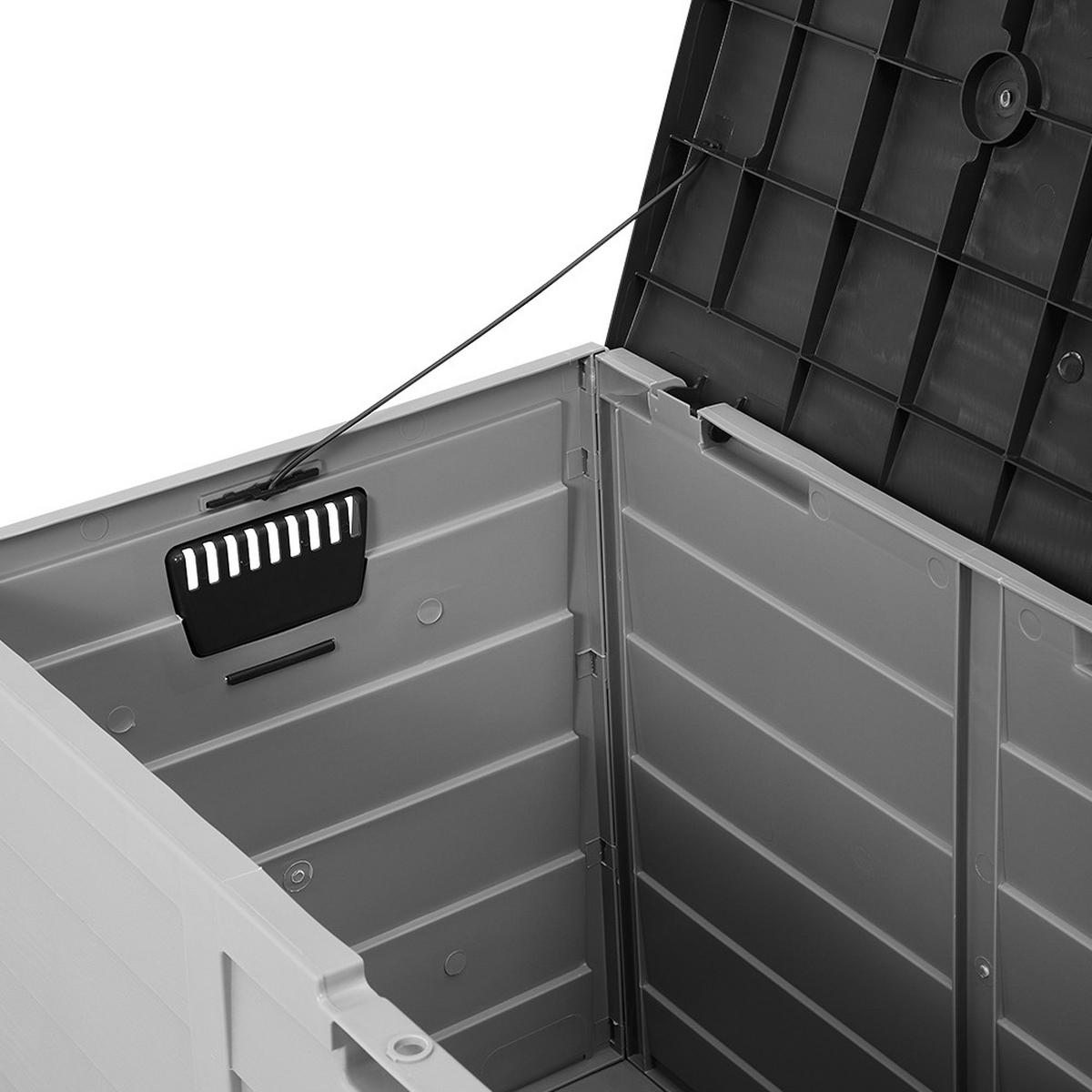 GARTENBOX 290L aus PP Kunststoff in Dunkelgrau + Hellgrau mit Rollen, Modell Robuste Konstruktio 112 cm B x 49 cm T x 54 cm H - Grau, Kunststoff (112/54/49cm) - Livingandhome