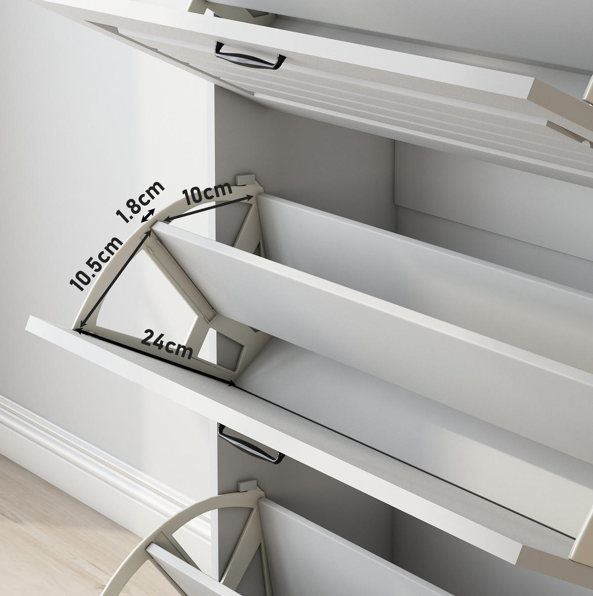 SCHUHSCHRANK aus Spanplatte 80x23,5x131cm in Weiß mit Kippsicherung - Weiß, Holzwerkstoff (80/131/23.5cm) - Modfu