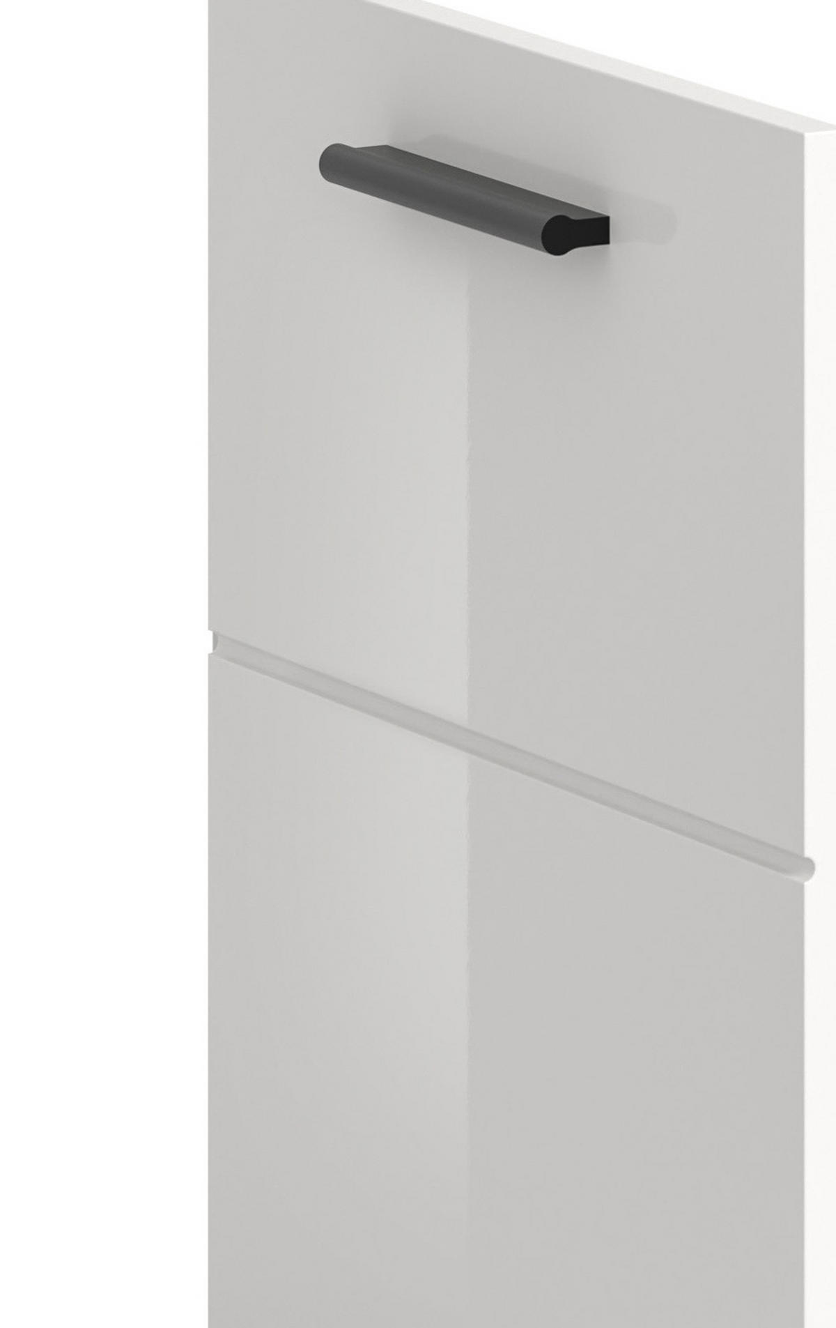 WASCHBECKENUNTERSCHRANK weiß Hochglanz 60 cm, Badezimmer Unterschrank auf Rollen - Weiß Hochglanz/Schwarz, Holzwerkstoff/Kunststoff (60/58/30cm) - Inn.Furn