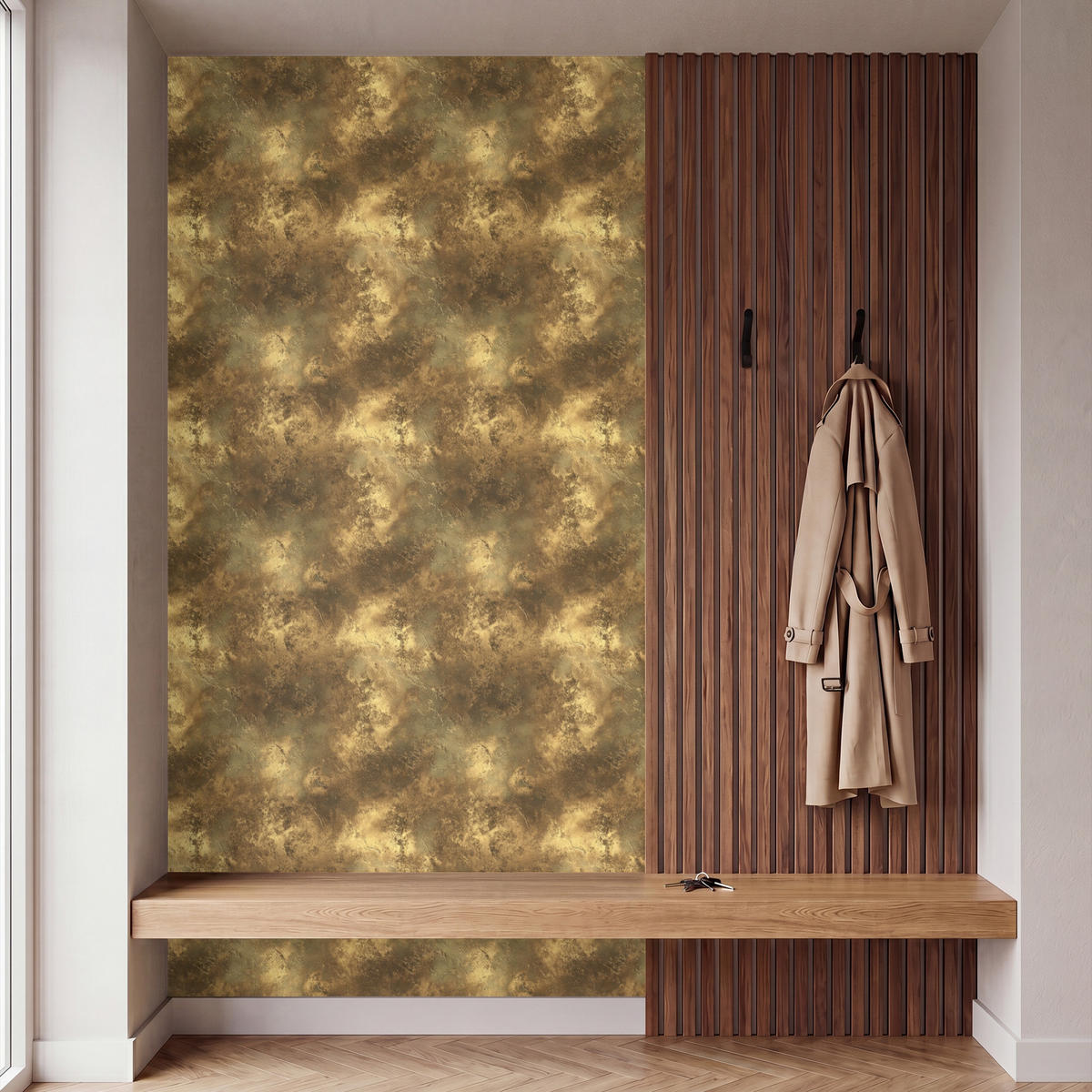 TAPETE - Antik - Metallic-Look - Gold - 140x260 cm - Messingfarben, Papier (140/260cm) - OnlyWow