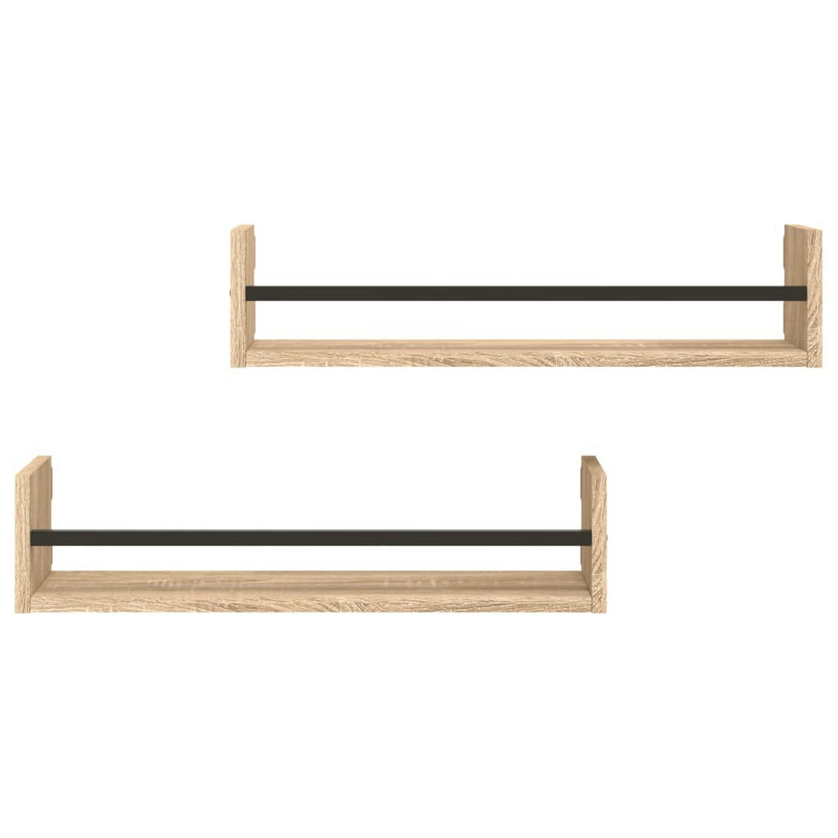 WANDREGALE Mit Stangen 2er Set Sonoma-Eiche 60/16/14 Cm - Braun, Holzwerkstoff (60/14/16cm) - vidaXL