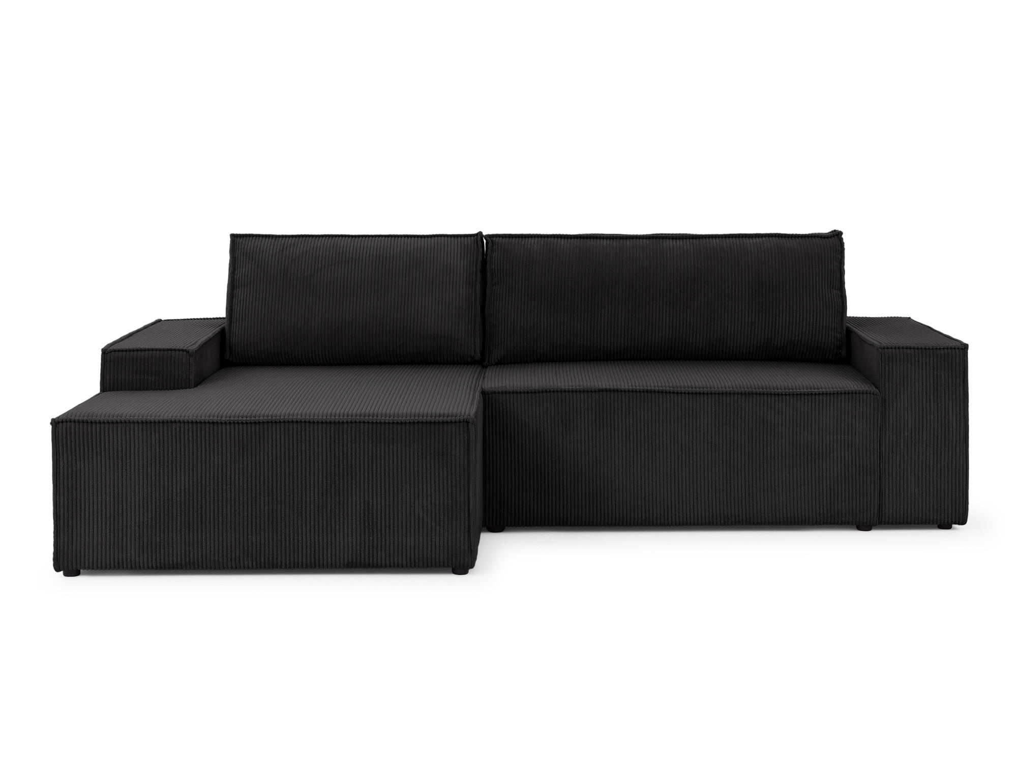 ECKSOFA Rivio mit Schlaffunktion und Bettkasten, Cordstoff Schwarz - Schwarz, Holz/Kunststoff (149/262cm) - S-Style