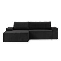 ECKSOFA Rivio mit Schlaffunktion und Bettkasten, Cordstoff Schwarz - Schwarz, Holz/Kunststoff (149/262cm) - S-Style
