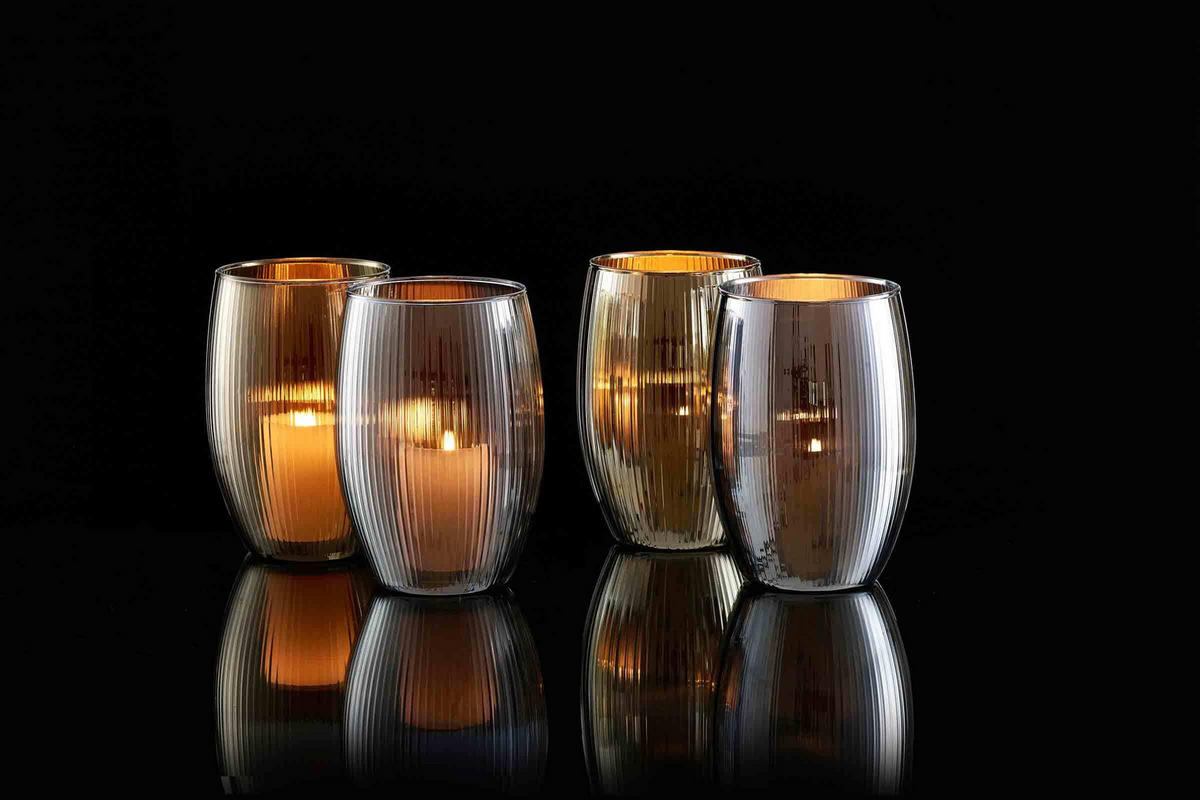 WINDLICHTER Elysia grau ø 14 cm 4er Set - Grau, Glas (14/20/14cm) - Ritzenhoff Breker