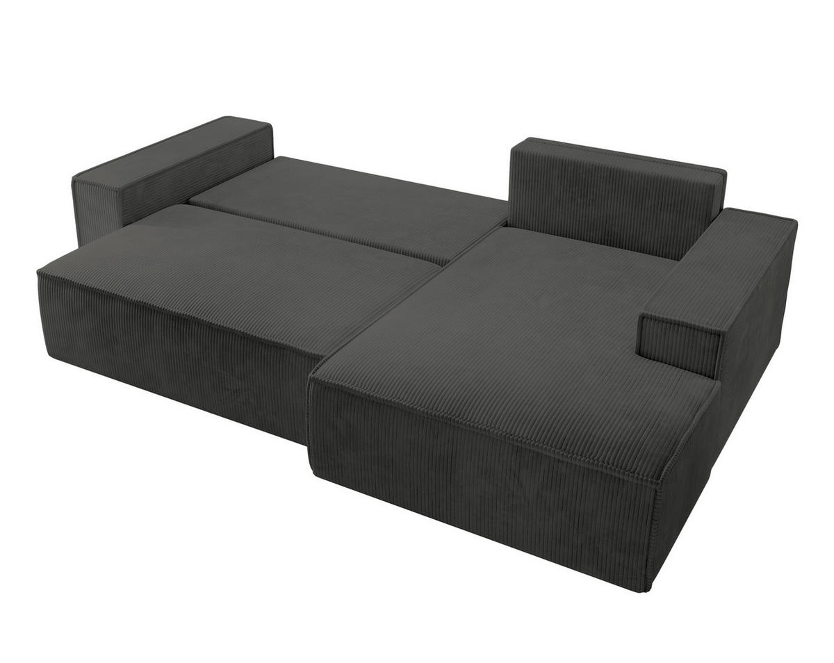 ECKSOFA Farese Dunkelgrau Cordbezug - Dunkelgrau/Schwarz, Kunststoff/Textil (267/167cm) - Selsey