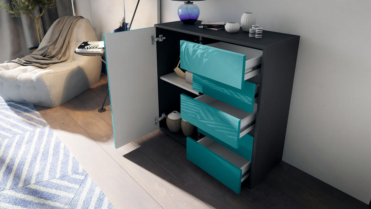 KOMMODE Ben Front in Weiß matt - Weiß, Holzwerkstoff (79/74/36cm) - Vladon
