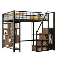 HOCHBETT 140/200 cm in Schwarz mit Stauraumtreppe und Stauraum - Schwarz, Holz/Metall (140/200cm) - STILVORA
